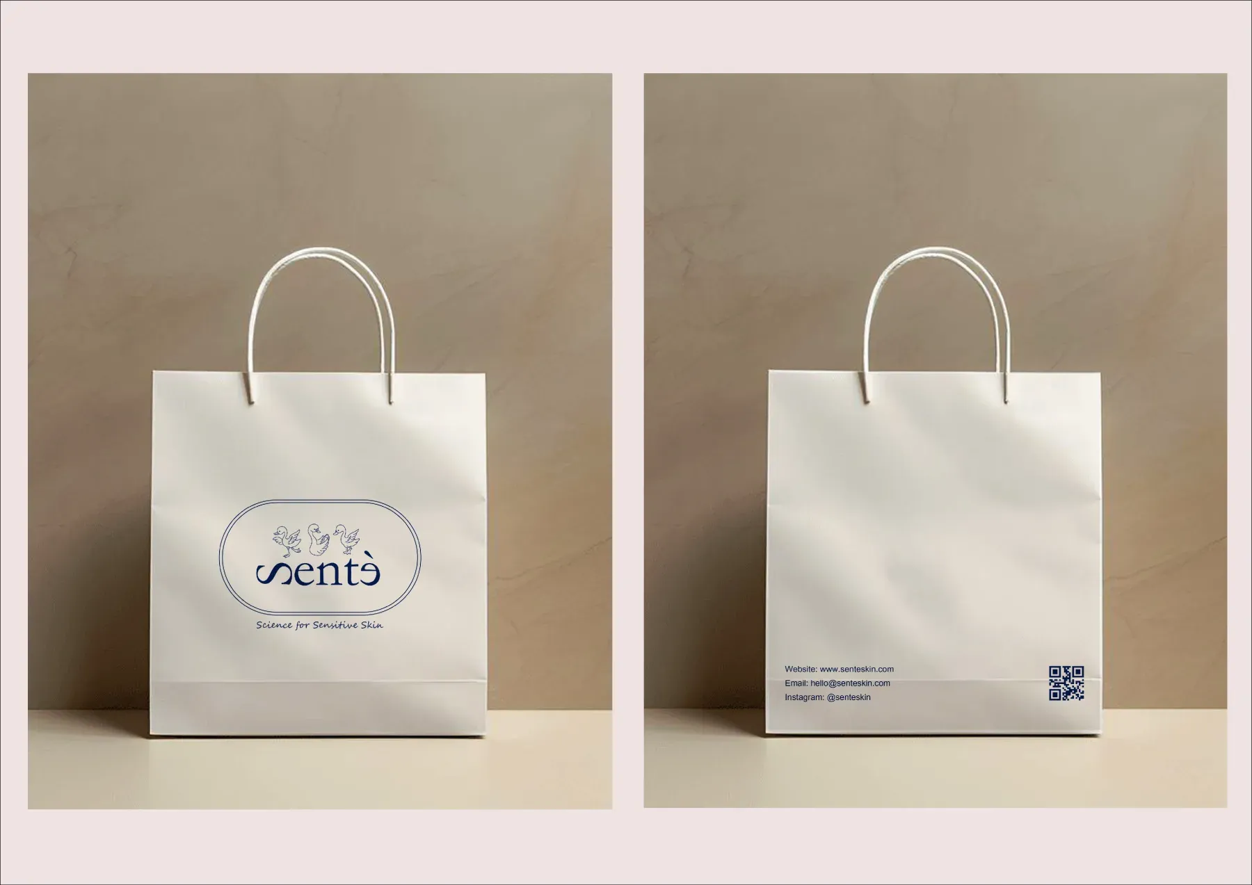 Sentè paper shopping bag, front and back