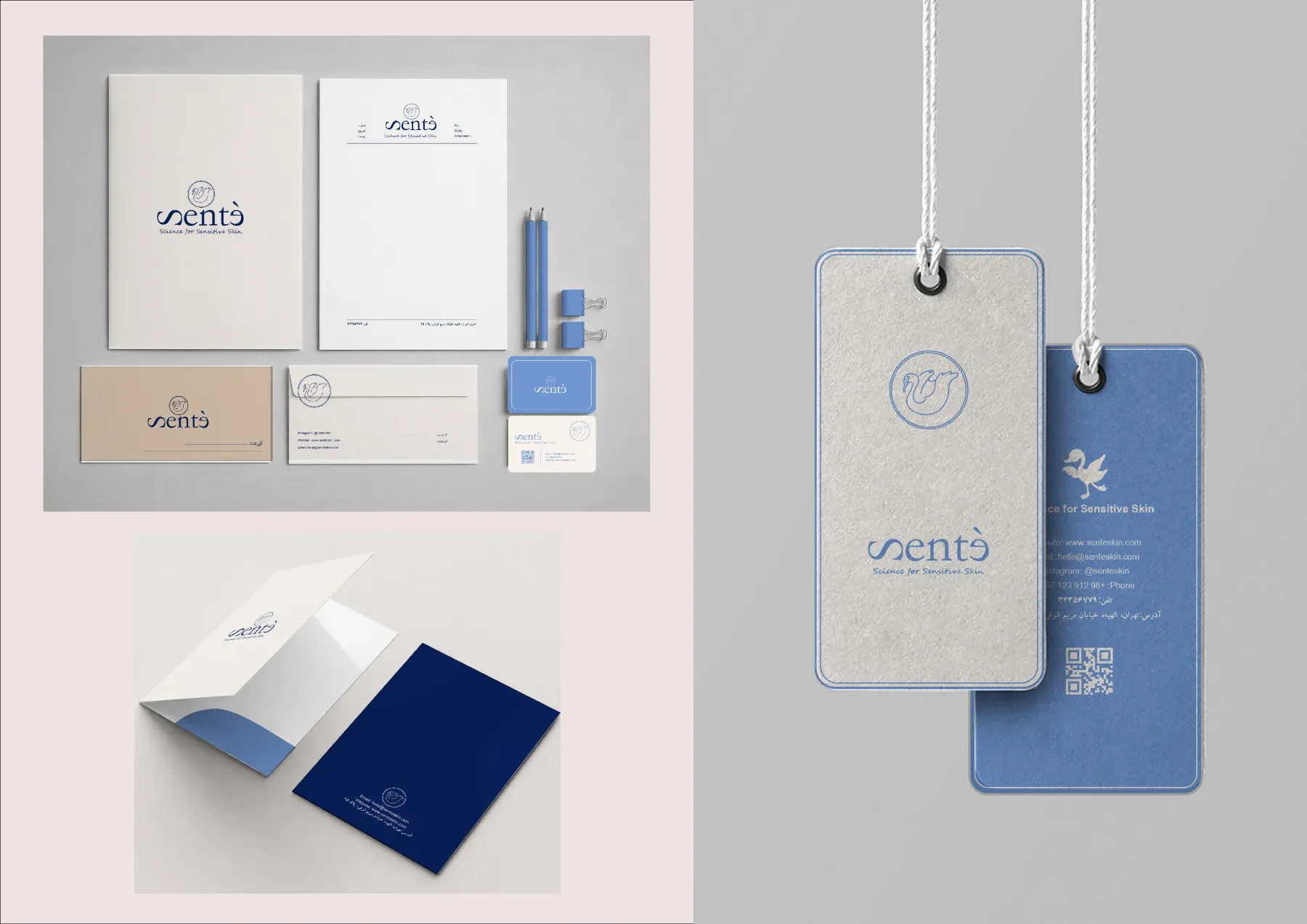 Sentè stationery set, folder and blue gift tags